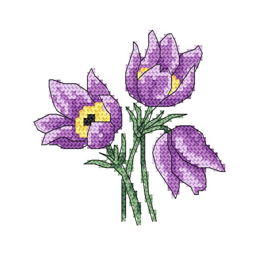 Cross stitch pattern for a phone - Charming pasque-flowers