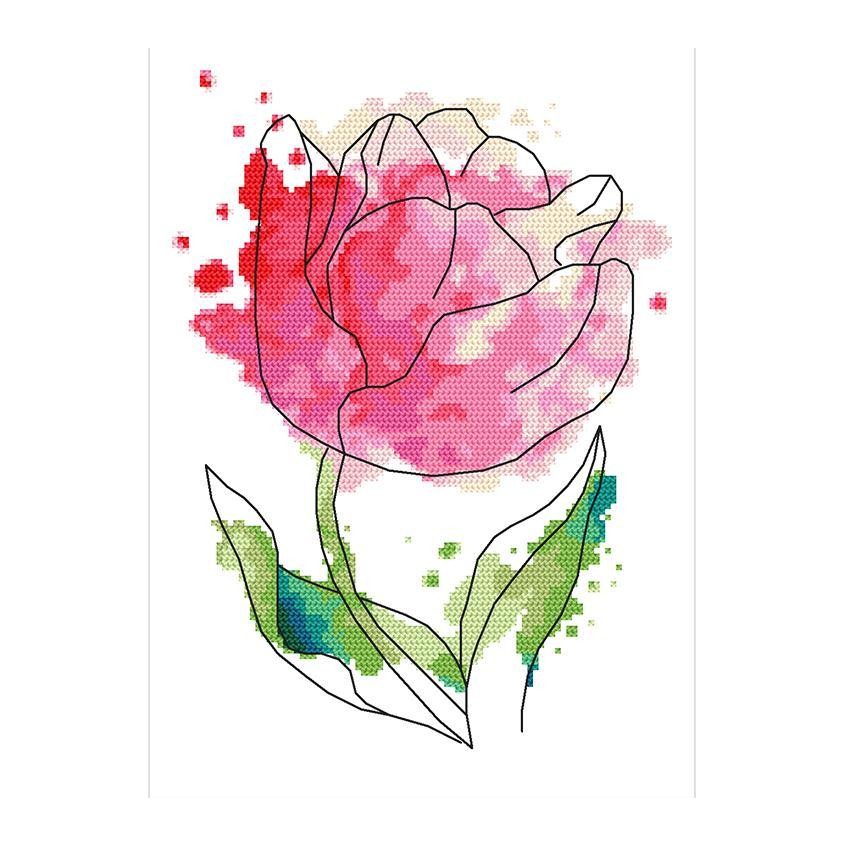 Kreuzstichmuster für Smartphone - Aquarelltulpe