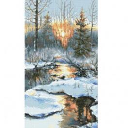 S 10304 Kreuzstichvorlage für Smartphone - Sonnenuntergang im Winter