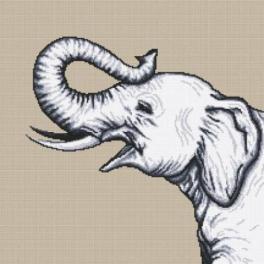 S 10655 Kreuzstichvorlage für Smartphone - Schwarzweißer Elefant