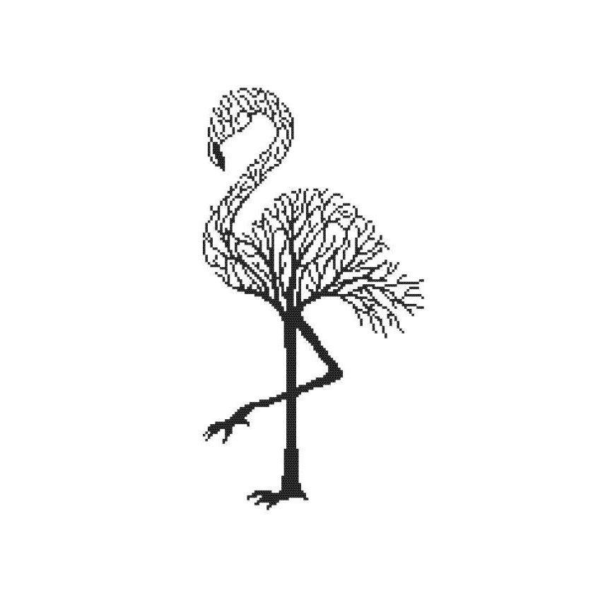 Kreuzstichmuster für Smartphone - Schwarze Flamingo
