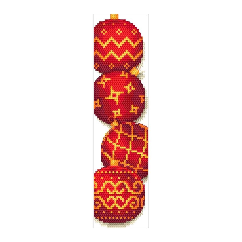 Cross stitch pattern for a phone - Bookmark with Christmas balls