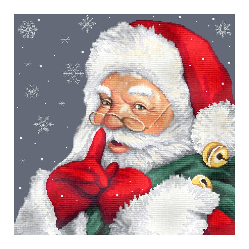Kreuzstichvorlage für Smartphone - Verschmitzter Weihnachtsmann