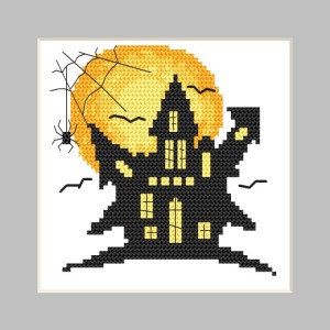 S 10474 Cross stitch pattern for a phone - Postcard - Ghost house