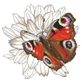 S 10330 Kreuzstichvorlage für Smartphone - Schmetterling und Dahlienblume
