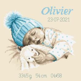 S 10337 Kreuzstichvorlage für Smartphone - Geburtsschein - Süßer Traum eines Jungen