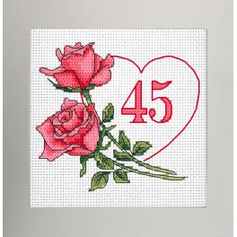 S 10341 Kreuzstichvorlage für Smartphone - Geburtstagskarte - Herz mit Rosen