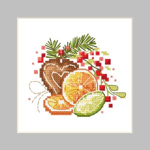 W 10484 Cross stitch pattern PDF - Postcard with the aroma of Christmas