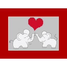 W 10691 Kreuzstichvorlage PDF - Valentinstagskarte - Elefanten