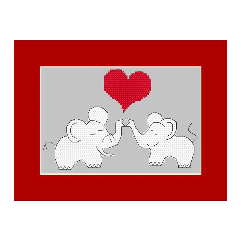Kreuzstichvorlage für Smartphone - Valentinstagskarte - Elefanten