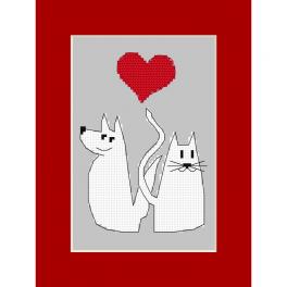 ZU 10692 Stickpackung - Valentinstagskarte - Katze und Hund