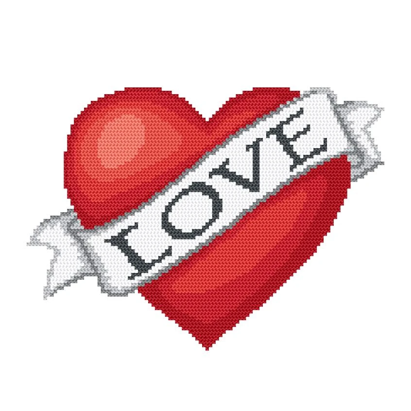 Kreuzstichmuster für Smartphone - Mit Liebe gesticktes Herz