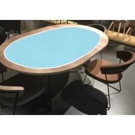 998-04 Ovaler Tischläufer Aida mit Spitze 50x110 cm blau