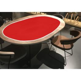 998-06 Ovaler Tischläufer Aida mit Spitze 50x110 cm rot