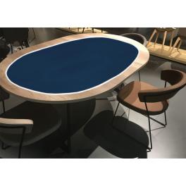 998-08 Ovaler Tischläufer Aida mit Spitze 50x110 cm dunkelblau