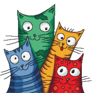 S 10704 Cross stitch pattern for a phone - Crazy cats
