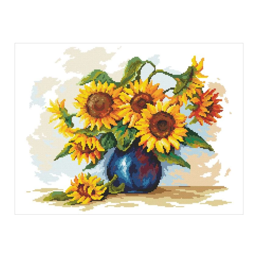 Kreuzstichmuster für Smartphone - Pastellfarbene Sonnenblumen