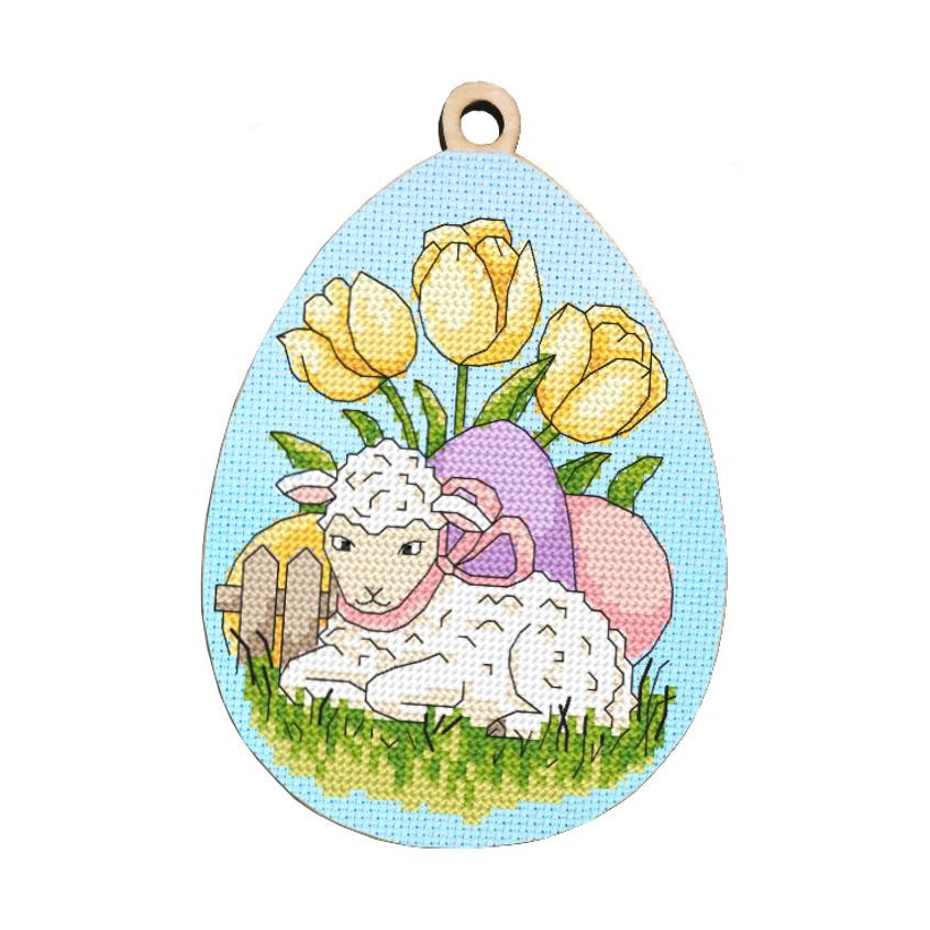 Cross stitch pattern for a phone - Egg with a lamb