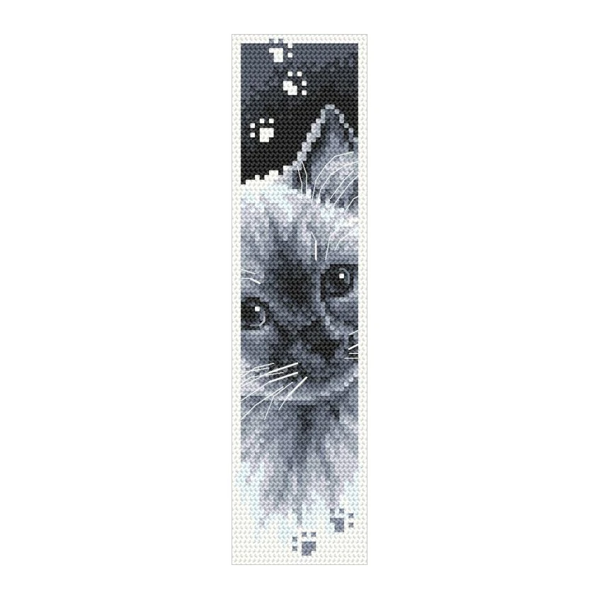 Kreuzstichvorlage für Smartphone - Lesezeichen mit Siamkatze