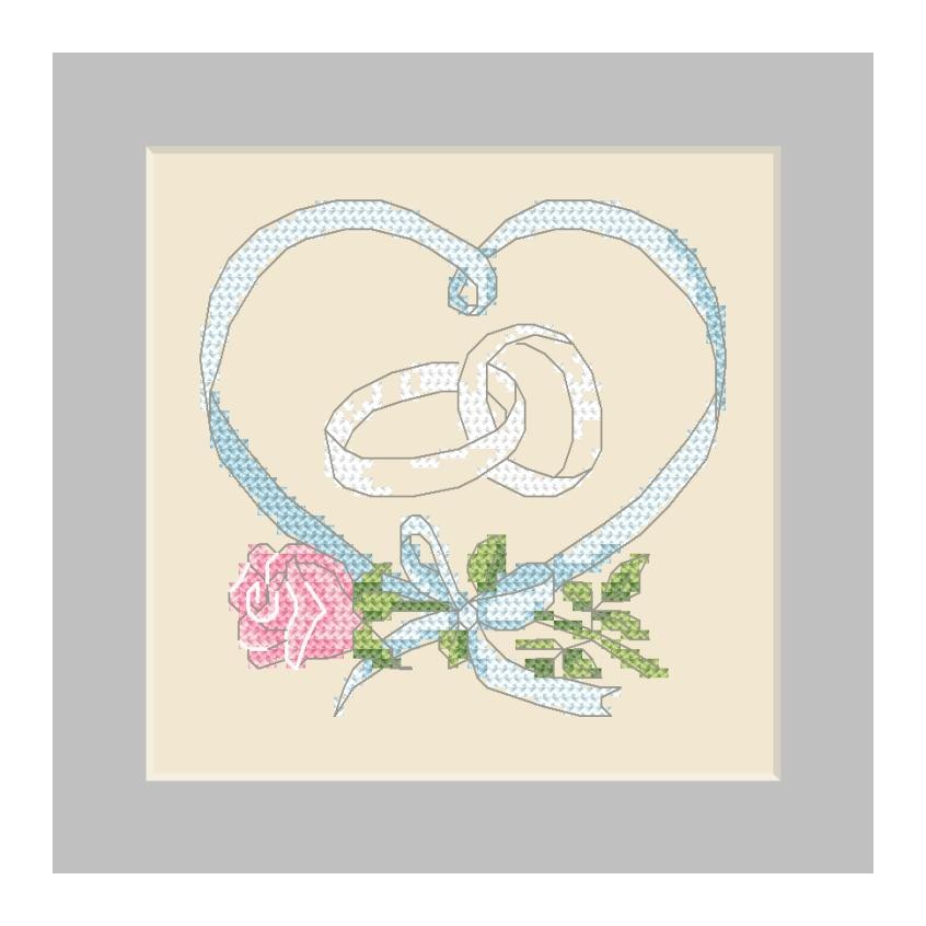 Cross stitch pattern for smartphone - Postcard - Wedding rings