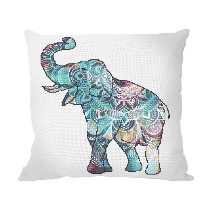 Cross stitch pattern for smartphone - Cushion - Indian elephant of happiness