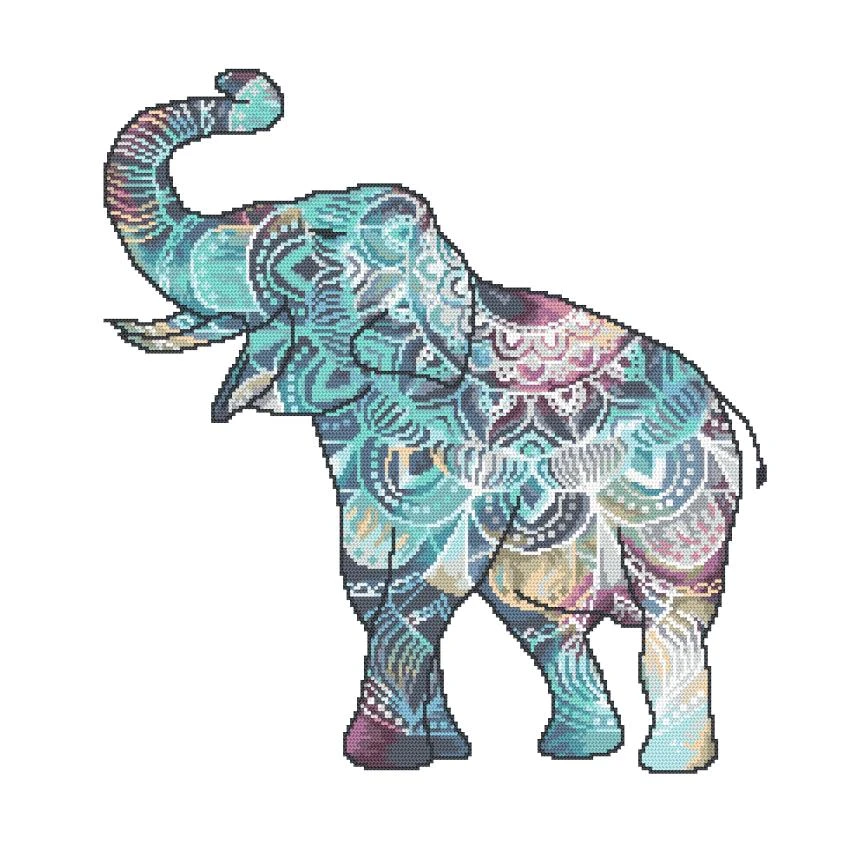 Kreuzstichvorlage für Smartphone - Indischer Glückselefant