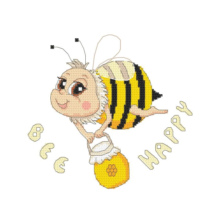 Kreuzstichvorlage für Smartphone - Bee happy