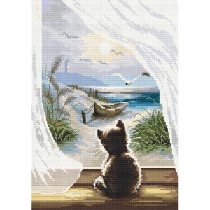 W 10496 Kreuzstichmuster PDF - Gedankenverlorene Katze