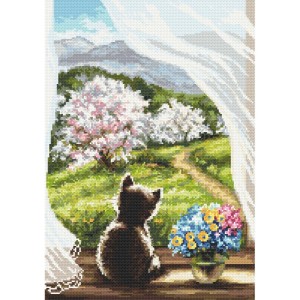 W 10494 Kreuzstichmuster PDF - Traumverlorene Katze