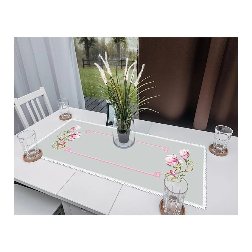 Kreuzstichvorlage für Smartphone - Tischläufer mit Magnolien