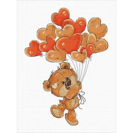LS B1176 Stickpackung - Teddybär mit Luftballons