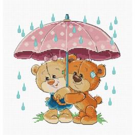 LS B1178 Stickpackung - Teddybär unter Regenschirm