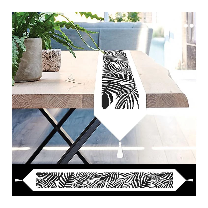 Kreuzstichvorlage für Smartphone - Tischläufer Schärpe mit Blättern