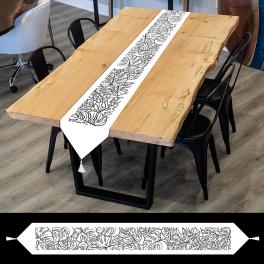 S 10717 Kreuzstichvorlage für Smartphone - Tischläufer Schärpe mit Monstera - weiß