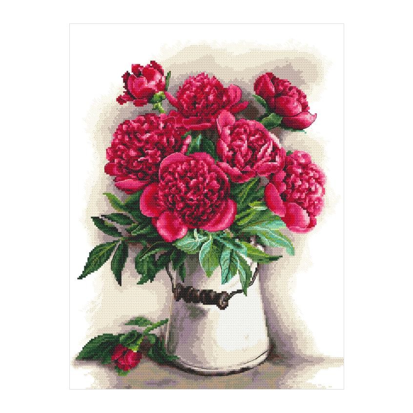 Cross stitch pattern for smartphone - Captivating peonies