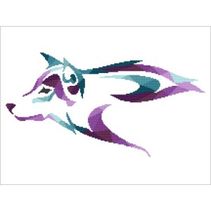 Z 10722 Cross stitch kit - Wolf painted with aurora