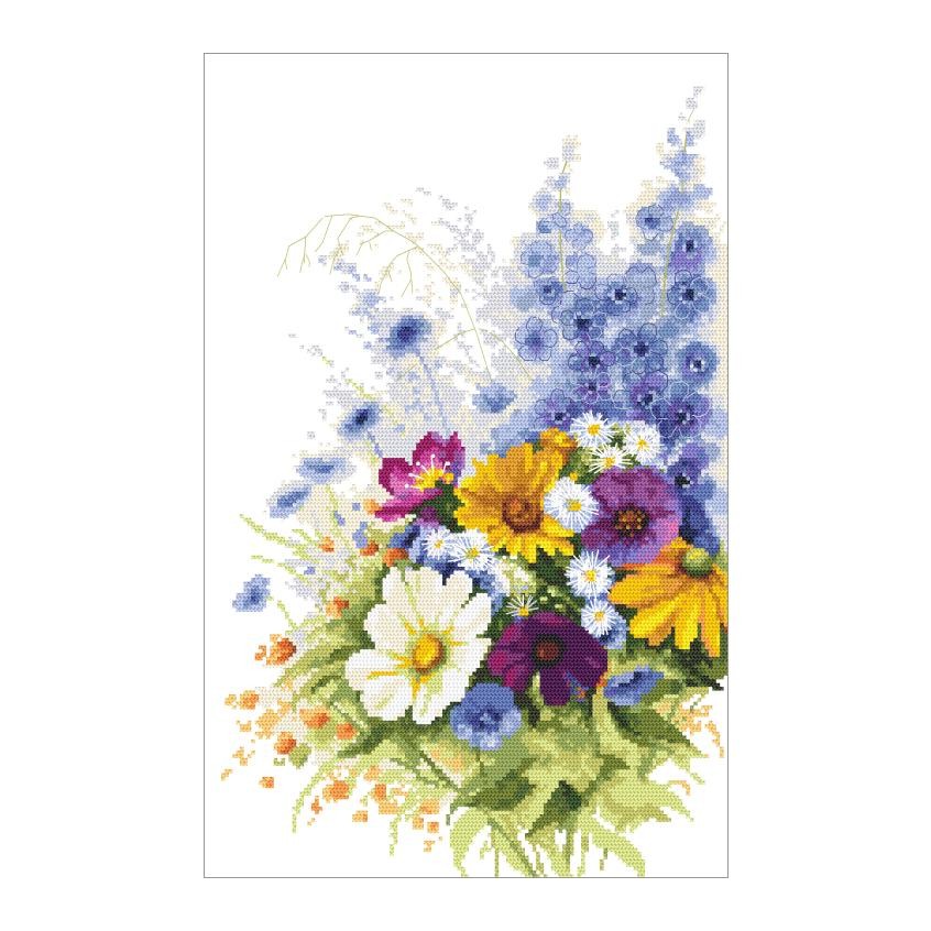 Cross stitch pattern for smartphone - Bouquet with delphiniums