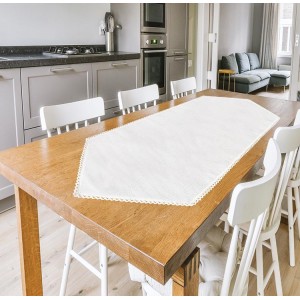 999-01 Runner Aida with lace 45x110 cm white