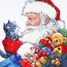 DW 5977 Stickpackung - Weihnachtsmann mit Kätzchen