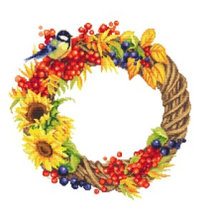 ZN 10514 Cross stitch kit with tapestry - Autumn wreath