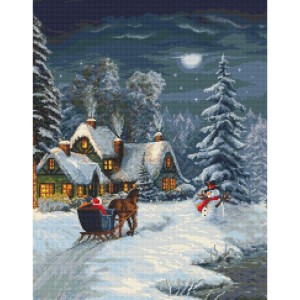 GC 10723 Cross stitch pattern on paper - Christmas night by sleigh
