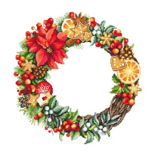 W 10512 Kreuzstichvorlage PDF - Weihnachtskranz