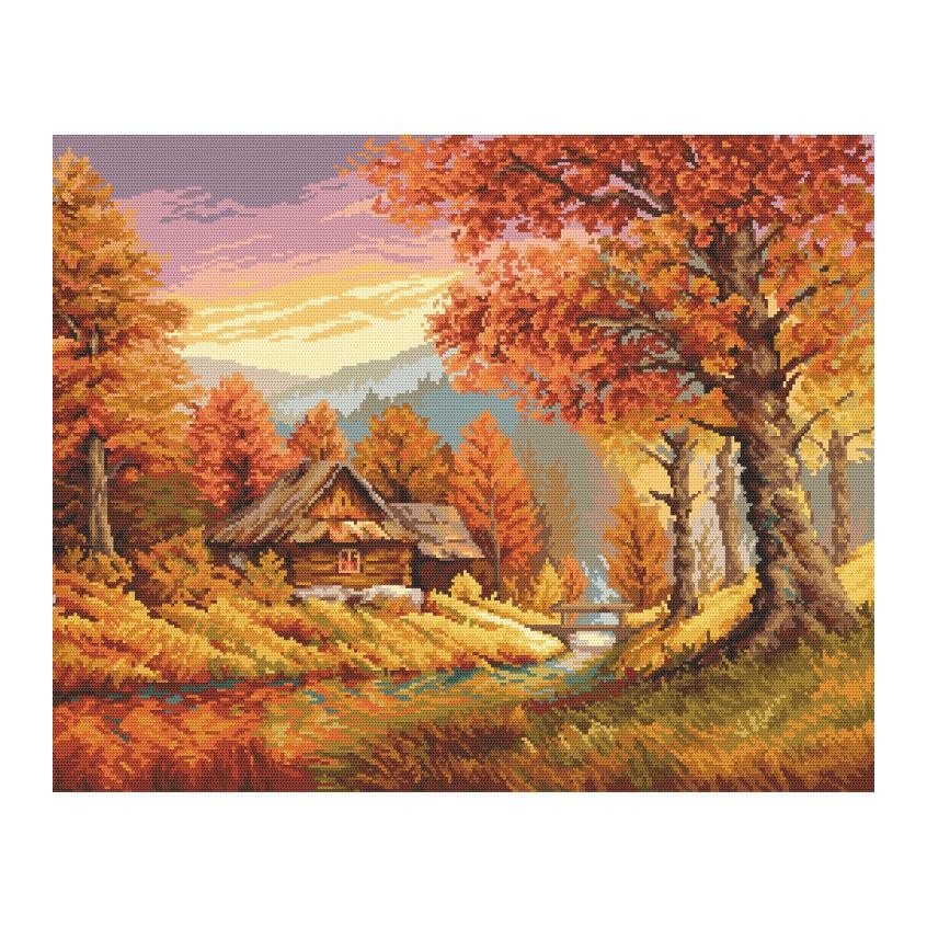 Cross stitch pattern for a phone - Autumn landscape