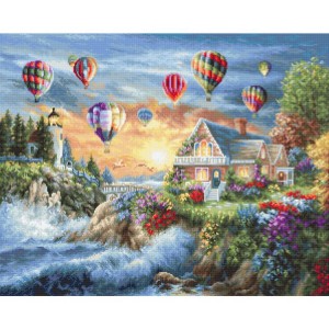 LS B614 Stickpackung - Luftballons über der Sonnenuntergangsbucht