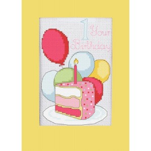 ZU 10806 Cross stitch kit - Birthday card - Your 1 birthday