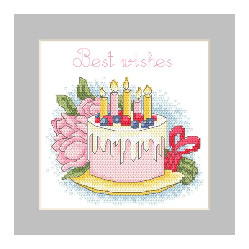 Cross stitch pattern for smartphone - Birthday card - Birthday cake