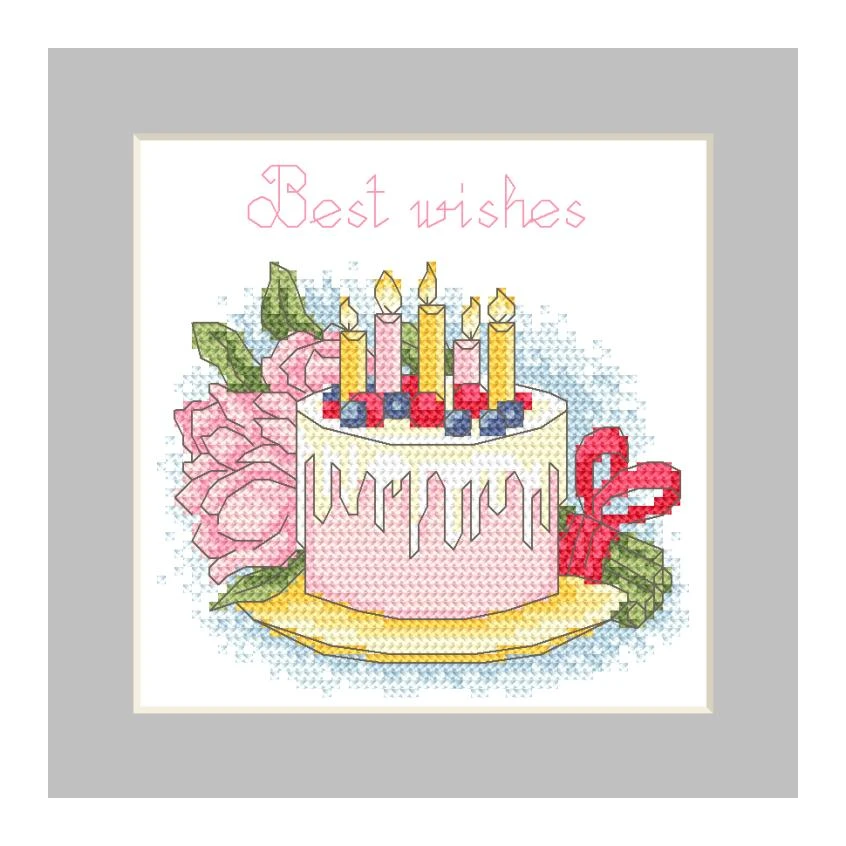 Kreuzstichvorlage für Smartphone - Geburtstagskarte - Torte
