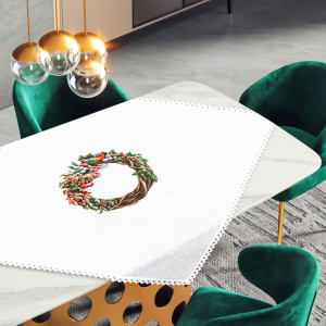 ZU 10520 Cross stitch kit - Tablecloth with a winter wreath