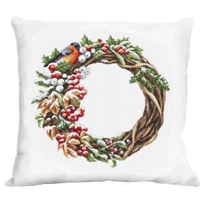 ZU 10519-01 Cross stitch kit - Cushion with a winter wreath