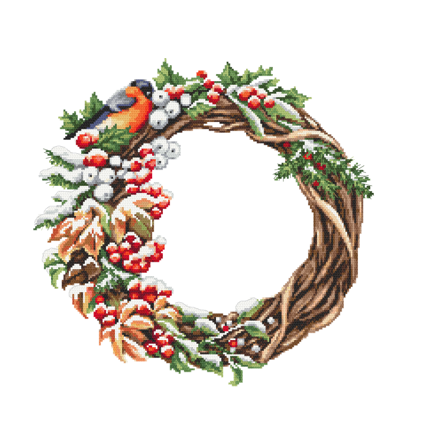 Cross stitch pattern for smartphone - Winter wreath